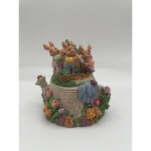 Three Bunny Watering Can Music Box